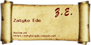 Zatyko Ede névjegykártya